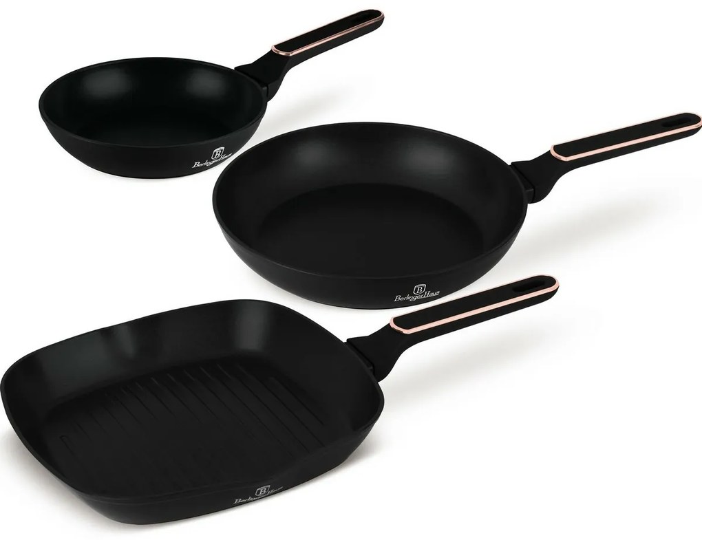 BerlingerHaus Set de tigăi cu suprafață din titan Black Rose, 3 buc.