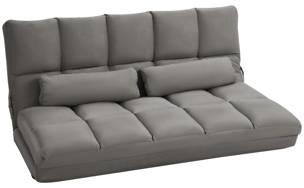 HOMCOM Divan de Podea 2 în 1 cu Spătar Reglabil în 7 Niveluri și Perne, 130x73x60 cm, Gri Carbonizat | Aosom Romania