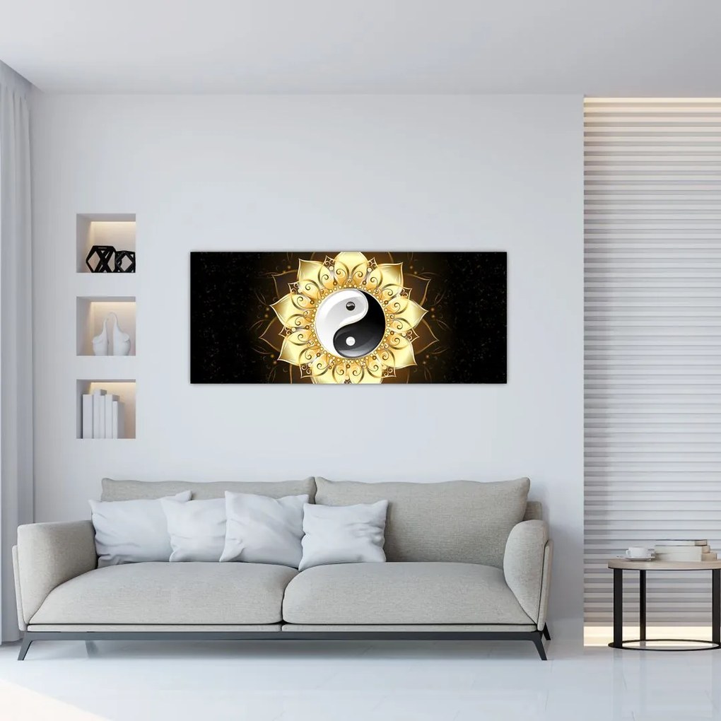 Tablou - Yin-Yan de aur (120x50 cm)