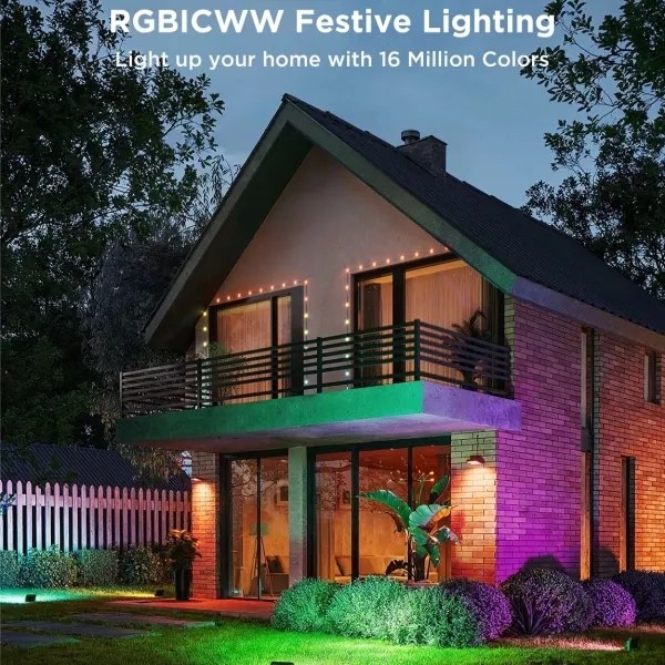 Govee - Set de 4 proiectoare LED RGBICWW reglabile, 24W/230V, IP66, compatibile Matter, Wi-Fi