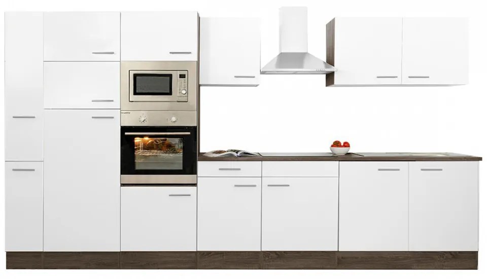 Mobilă de bucătărie Yorki 360, corp din stejar Yorki, cu față alb satinat