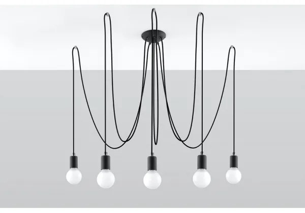 Lustră pe cablu EDISON 5 5xE27/60W/230V negru