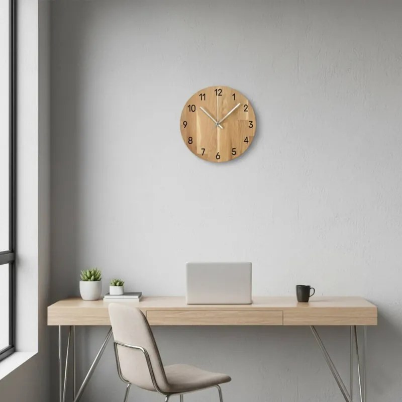 SENTOP | Ceas de perete de lux din lemn de stejar de calitate | QRKOM