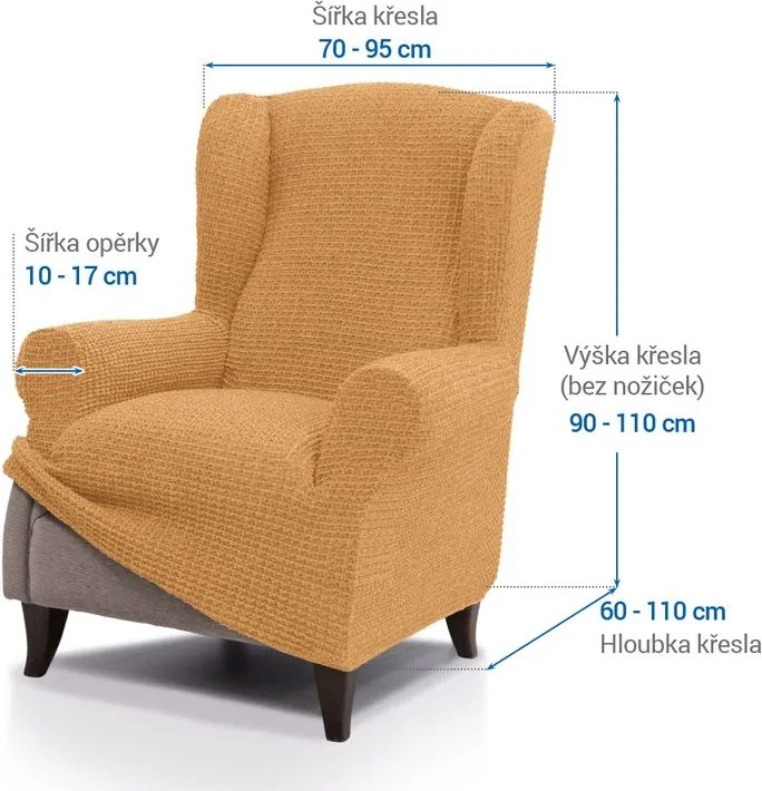 Nueva Textura Huse super elastice RUBINIA aurii fotoliu clasic (l. 70 - 95 cm)