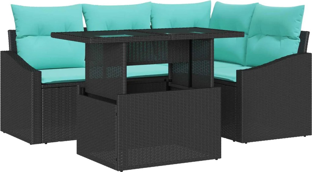 vidaXL Set de canapele pentru grădină cu pernă 6 pcs negru și crem