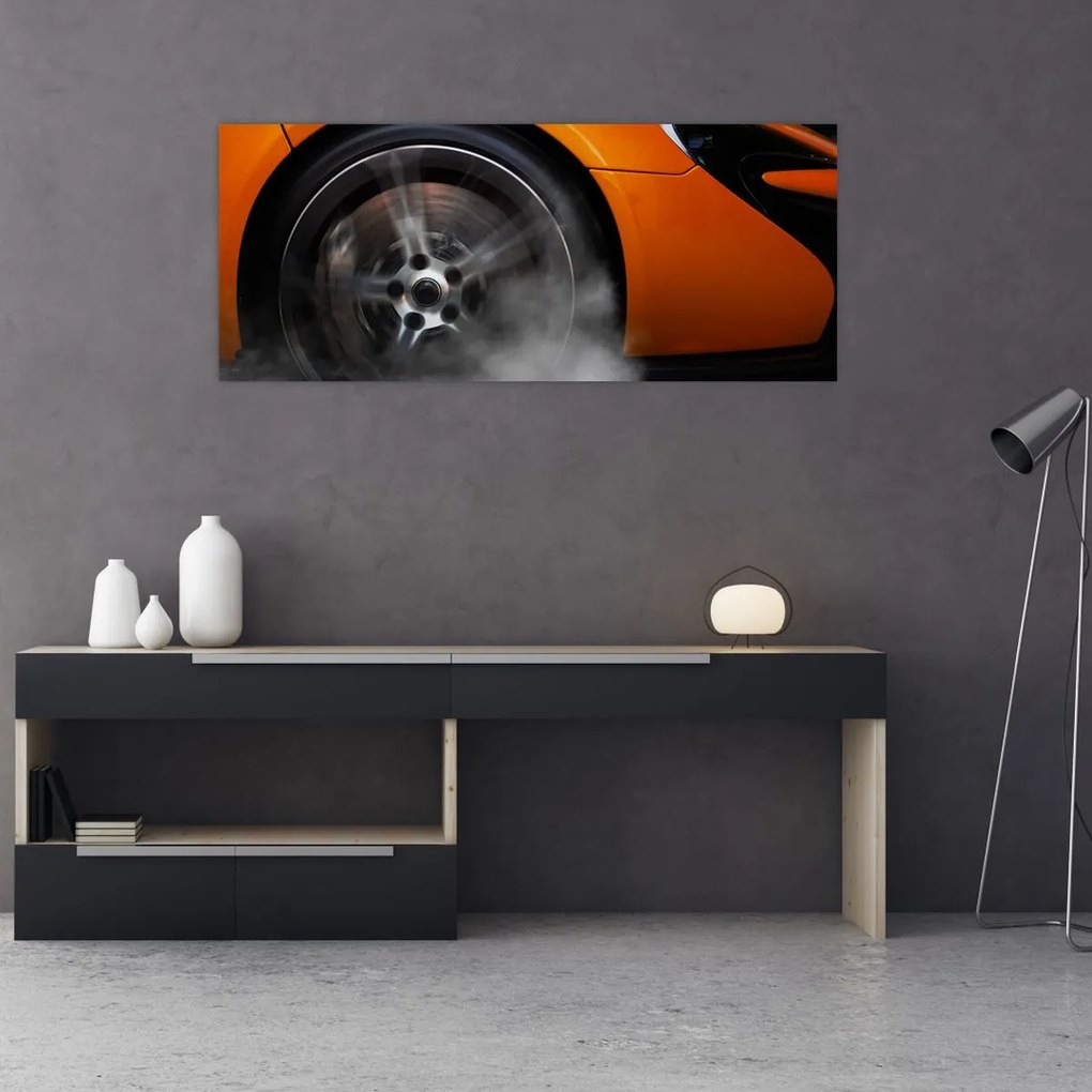 Tablou - Mașină sport portocalie (120x50 cm)