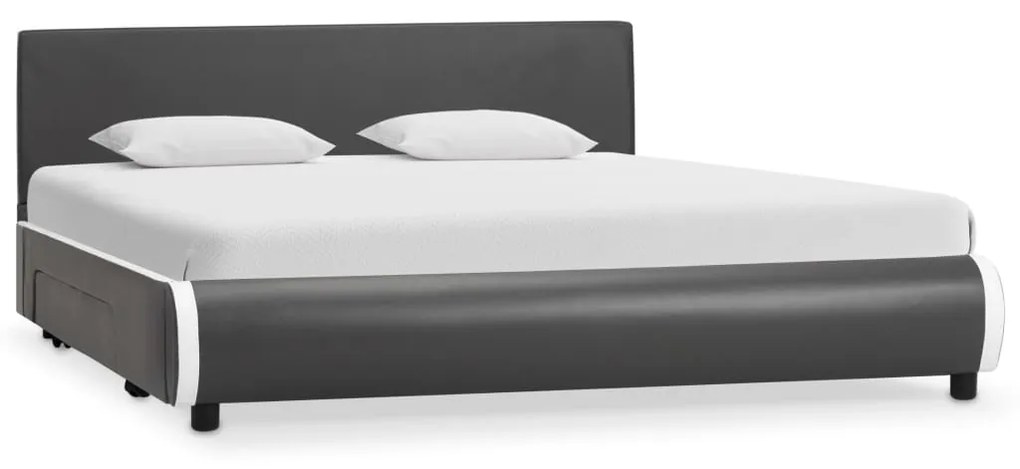 284957 vidaXL Cadru pat cu sertare, antracit, 140 x 200 cm, piele ecologică