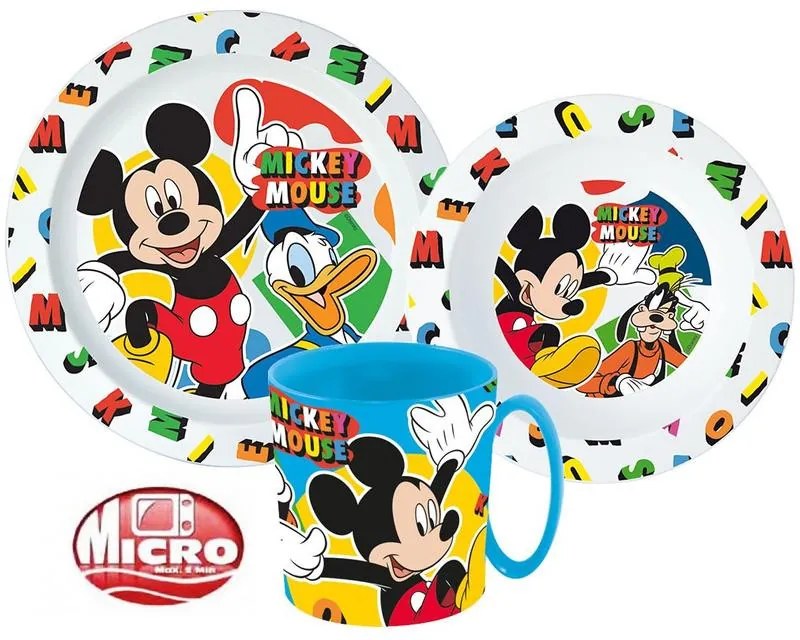Disney Mickey set de veselă, set de microplastic cu cană de 350 ml