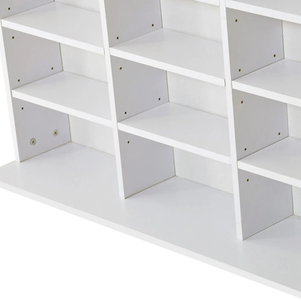 HOMCOM Bibliotecă CD de perete cu 36 de rafturi reglabile, 195 x 102 x 23.5cm, alb | Aosom Romania
