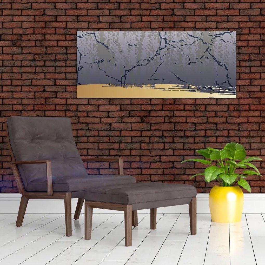 Tablou - Albastru și aur abstracție N⁰1 (120x50 cm)