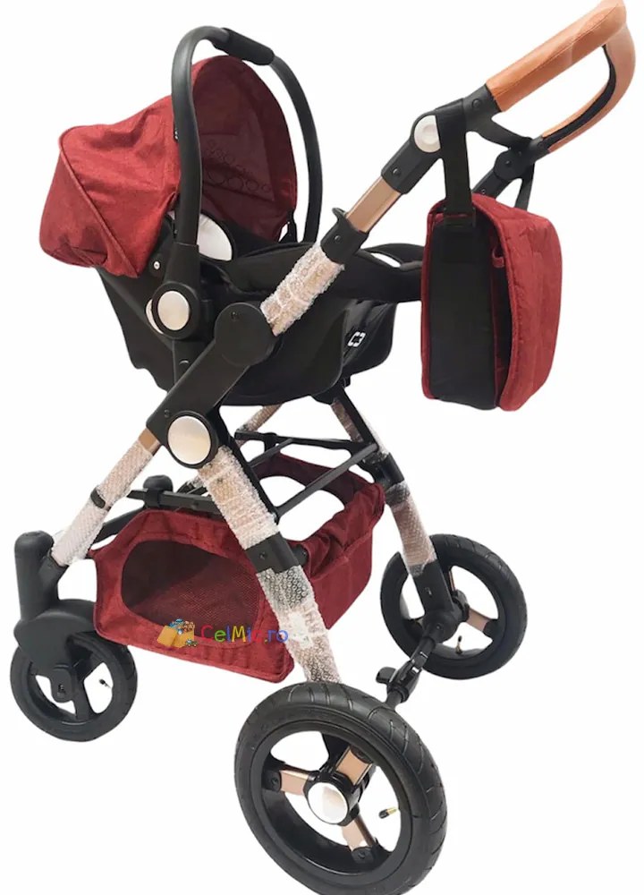 Carucior 3 in 1 cu landou transformabil sport, 0-36 luni, Rosu - CPC-14-rosu