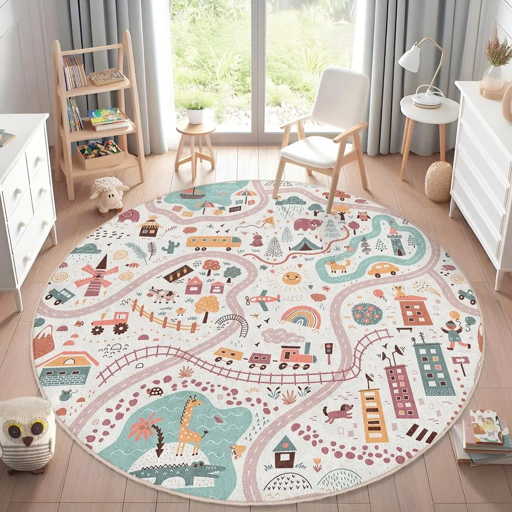 Covor de joacă pentru copii lavabil ø150 cm Furry World – Mila Home