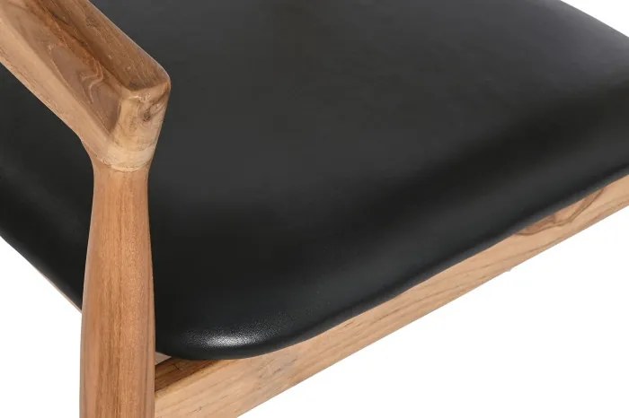 Scaun dining din lemn de tec si piele naturala, " Woon "