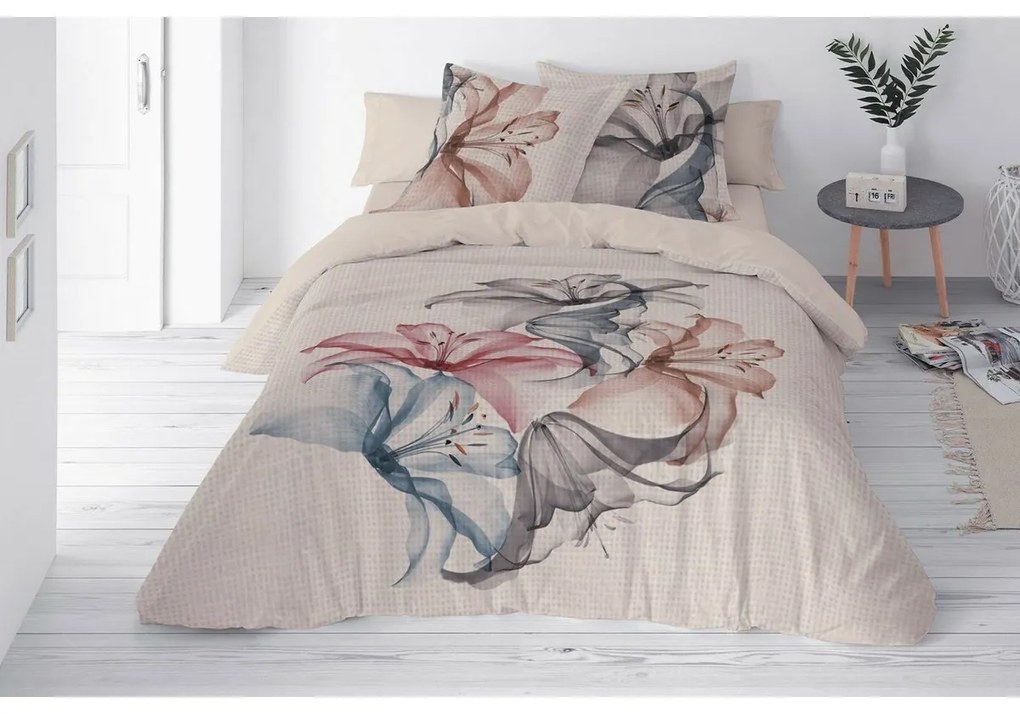 Lenjerie de pat din bumbac și in Crin, 220 x 200 cm, 2x 70 x 80 cm