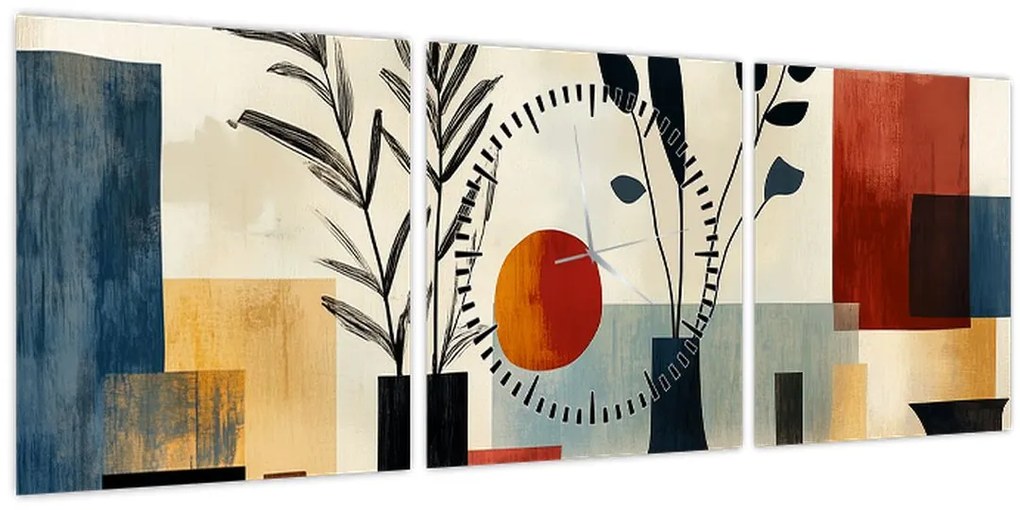 Tablou - Vaze cubiste (cu ceas) (90x30 cm)
