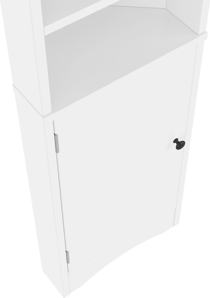 Dulap de baie triunghiular, cu rafturi reglabile și uși duble, 37x24,5x170 cm, Alb