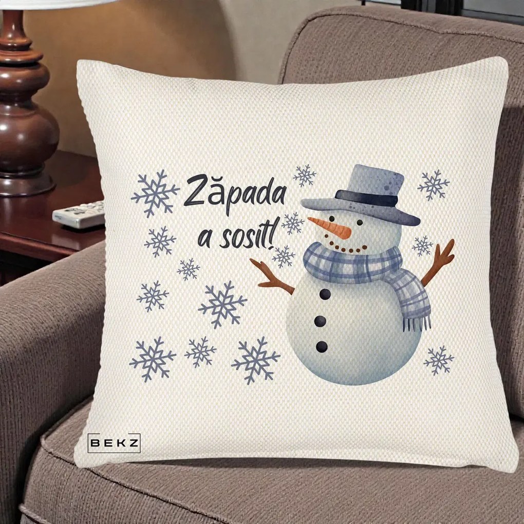 Perna Decorativa Zapada a Sosit Om de Zapada, 40x40 cm, Crem Reliefat, Husa Detasabila, Perna Inclusa, BEKZ®