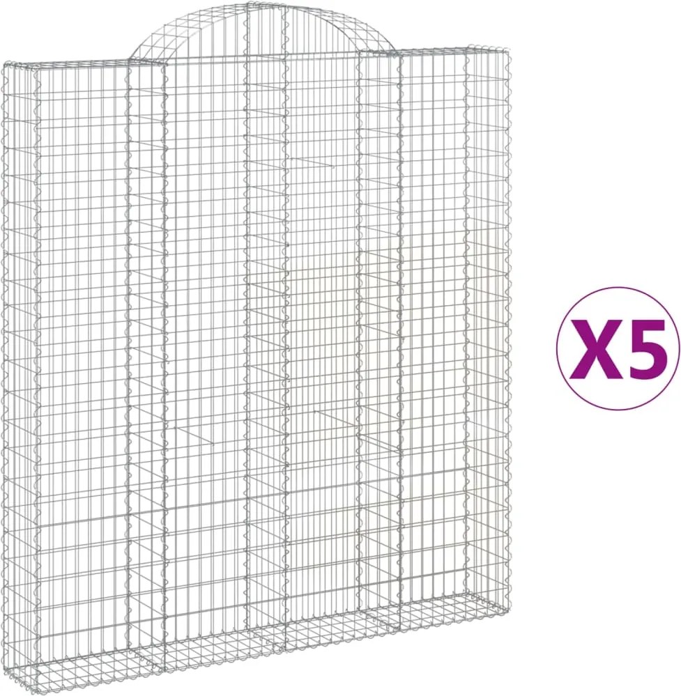 vidaXL Coșuri gabion arcuite, 5 buc 200x30x220/240cm, fier galvanizat