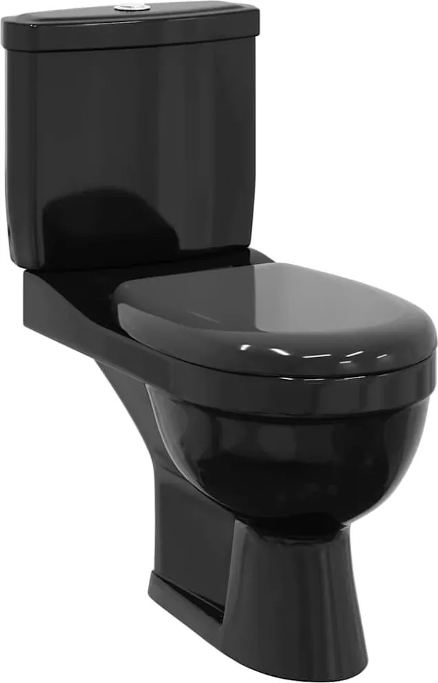 vidaXL Vas WC cu rezervor, negru