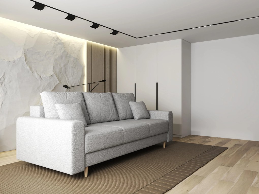 Canapea extensibilă dumonde cu ladă de depozitare si sezut confortabil din spuma high-density, Kronos Euphoria Dove 210x100 cm