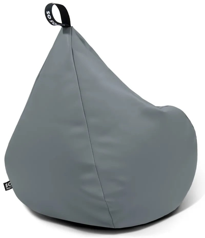 Fotoliu bean bag negru cu tapițerie din imitație de piele Drop XL – So Soft?