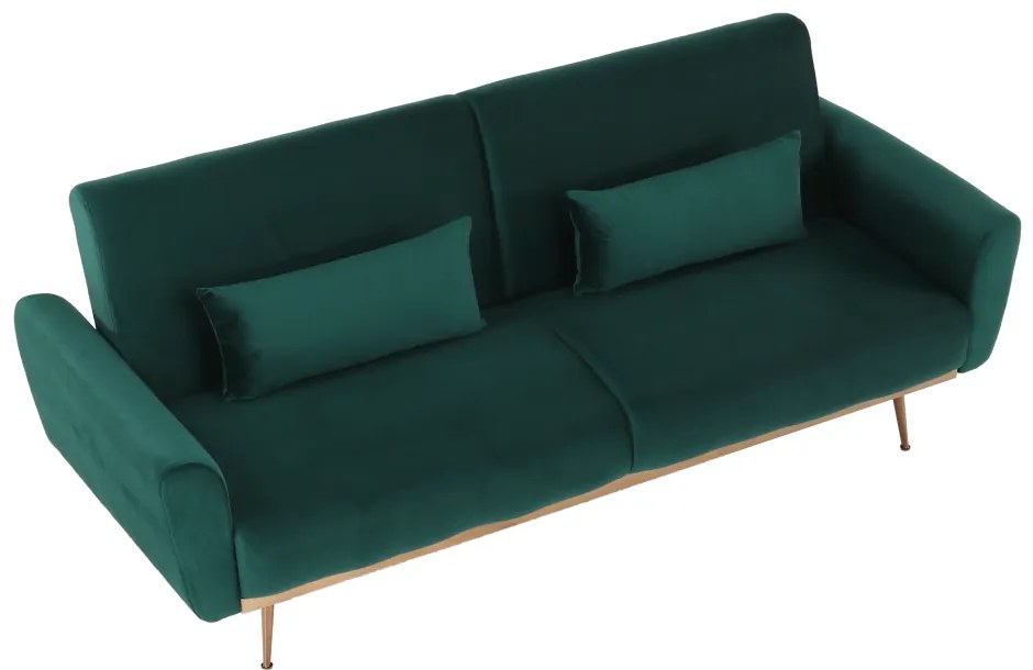 Canapea extensibilă, material textil Velvet smarald, FASTA