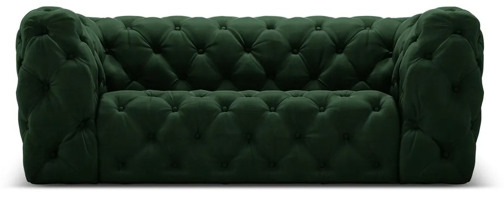 Canapea Iggy cu 2 locuri si tapiterie din catifea, verde inchis