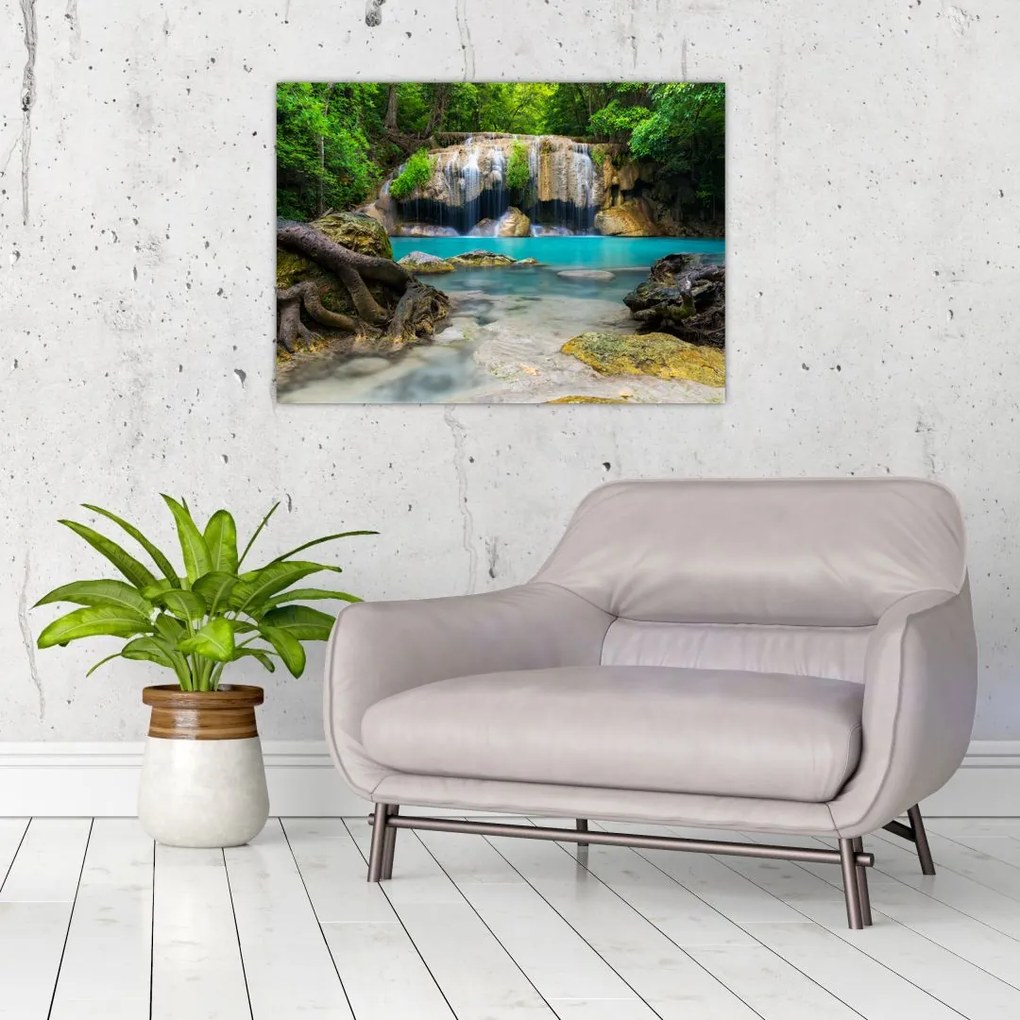 Tablou pe sticlă cu cascade (70x50 cm)