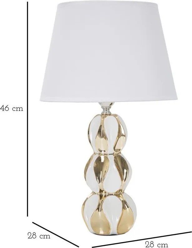 Veioză albă-aurie din ceramică cu abajur textil (înălțime 46 cm) Glam Balls – Mauro Ferretti