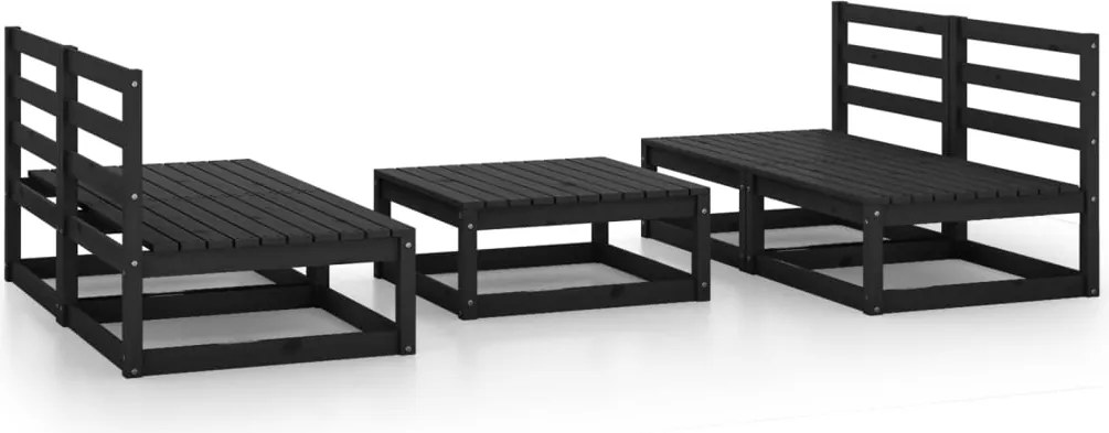 vidaXL Set mobilier de grădină, 5 piese, negru, lemn masiv de pin