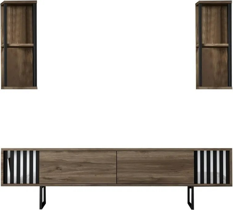 Măsuță TV cu rafturi Chrome Walnut and Black