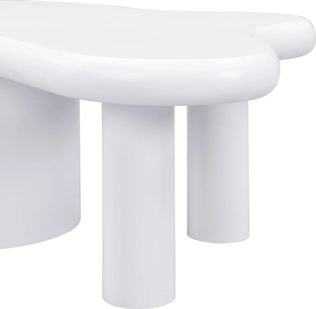 Măsuță de cafea cu formă neregulată, 2 sertare, 97x64x42 cm, Alb