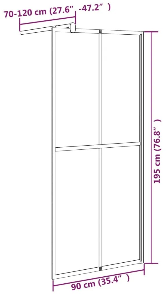 Paravan dus walk-in, 90x195 cm, sticla securizata inchisa Negru, 90 x 195 cm