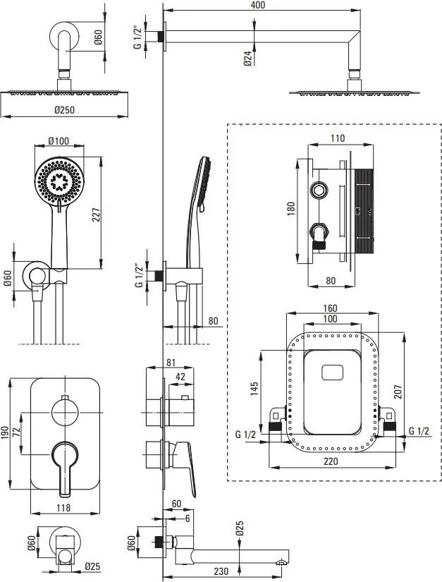 ARNIKA - Set de Duș cu Montare Îngropată BXYYRQAM