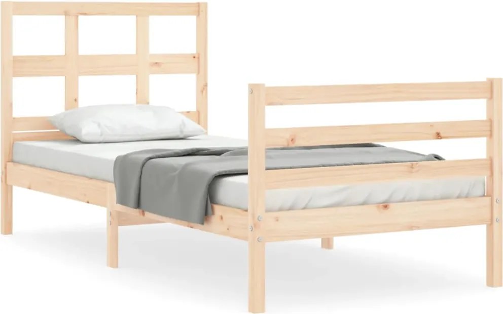 vidaXL Cadru de pat cu tăblie, 90x200 cm, lemn masiv