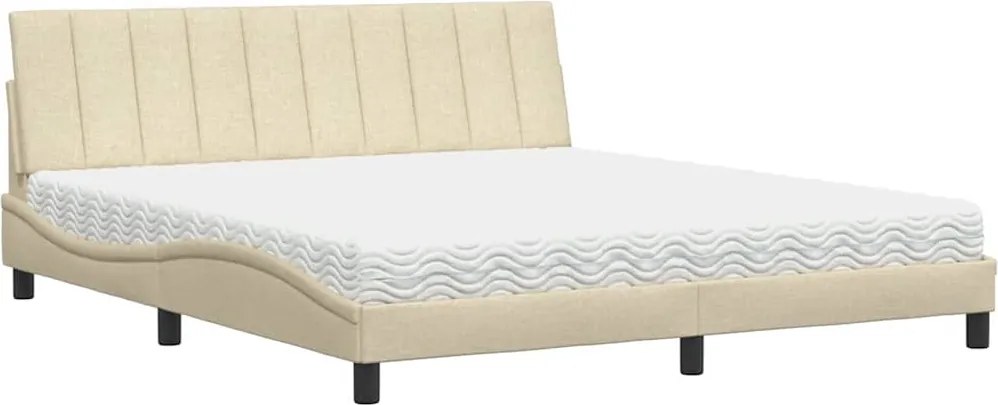 vidaXL Pat cu saltea, Hanko, crem, 180x200 cm, textil