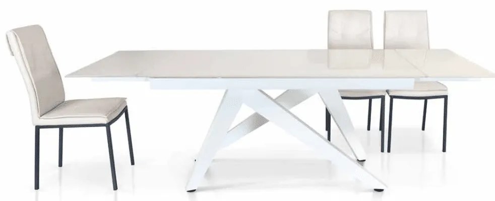 MASA SASSO - STICLA CERAMICA CU PICIOR METALIC - ALB