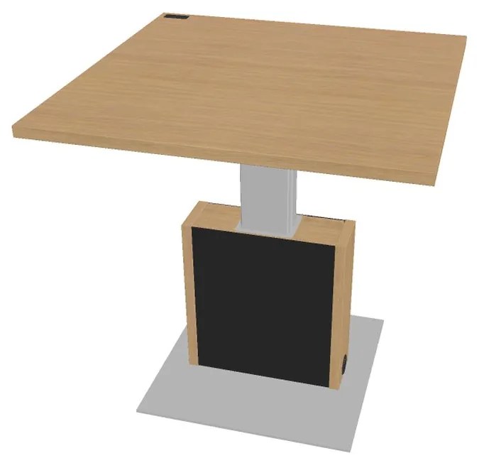 Masă de conferință reglabilă Verno+ S 120 x 120 cm, stejar deschis / negru