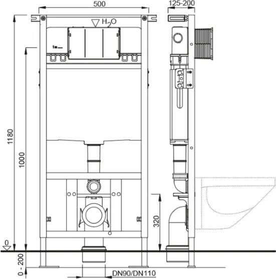 Set rezervor incastrat cu clapeta de actionare alba, Schwab