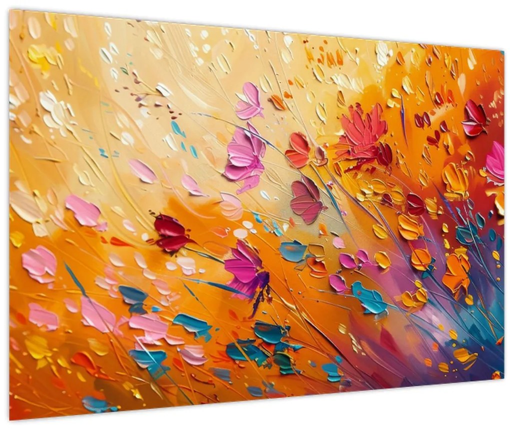 Tablou - Pictură flori colorate (90x60 cm)