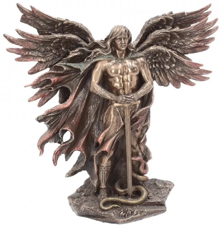 Statueta rasina si bronz arhanghel Serafim 28 cm