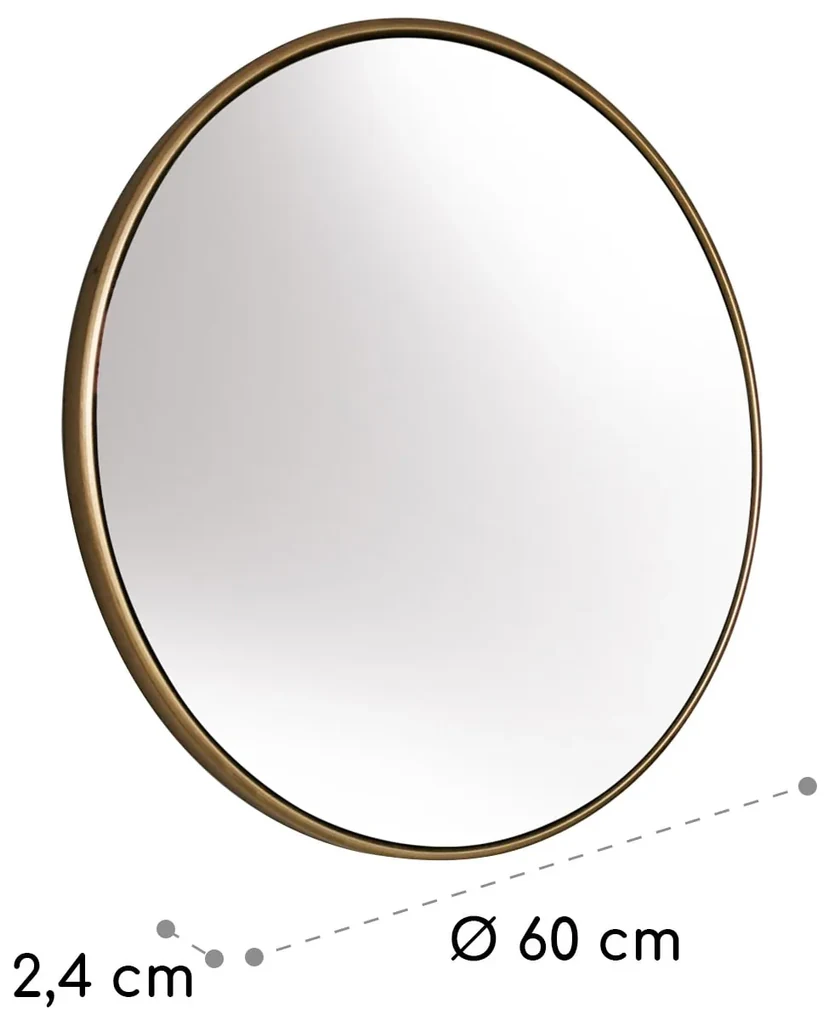 Fournier Oglindă de perete cu ramă metalică rotundă 58,8 x 58,8 cm
