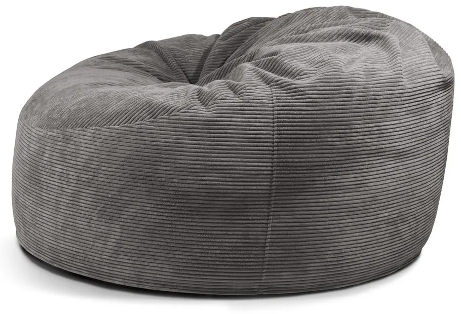 Fotoliu bean bag maro cu tapițerie din catifea reiată Om 135 – SLOWDOWN