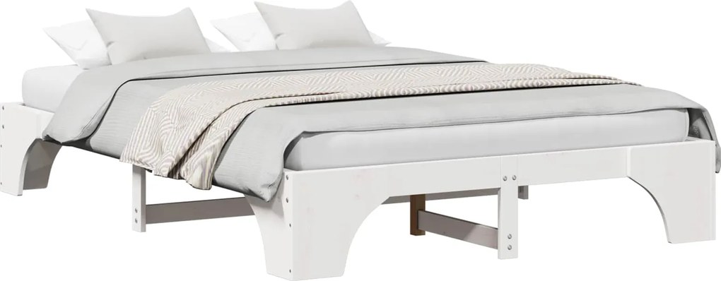 vidaXL Cadru de pat Alb 160 x 200 cm Lemn de pin masiv