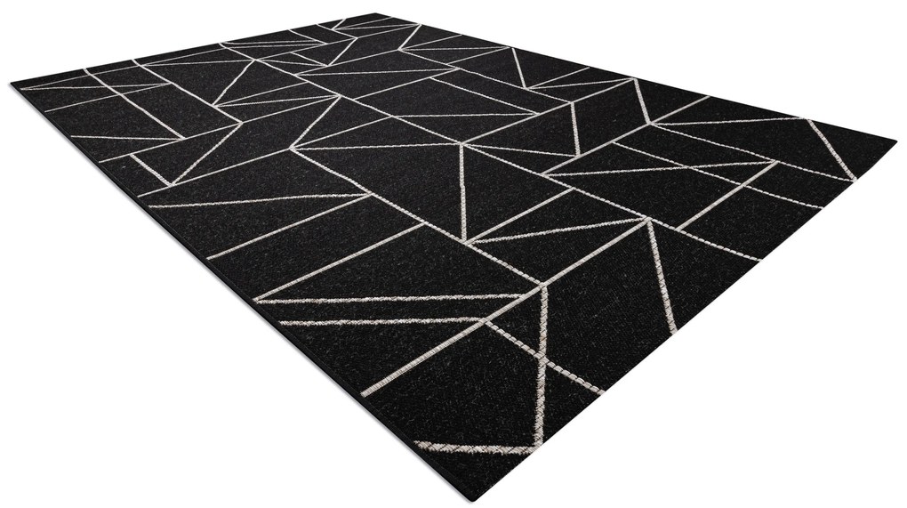Covor sisal Floorlux 20605 negru si argint Triunghiuri, Geometric - SECUNDAR-COTATI PRODUSUL