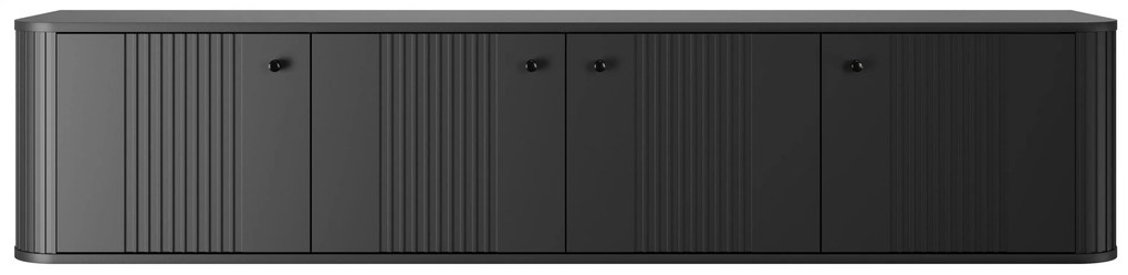 Comodă TV suspendată Vesper 4D 187 cm - negru / mânere negre