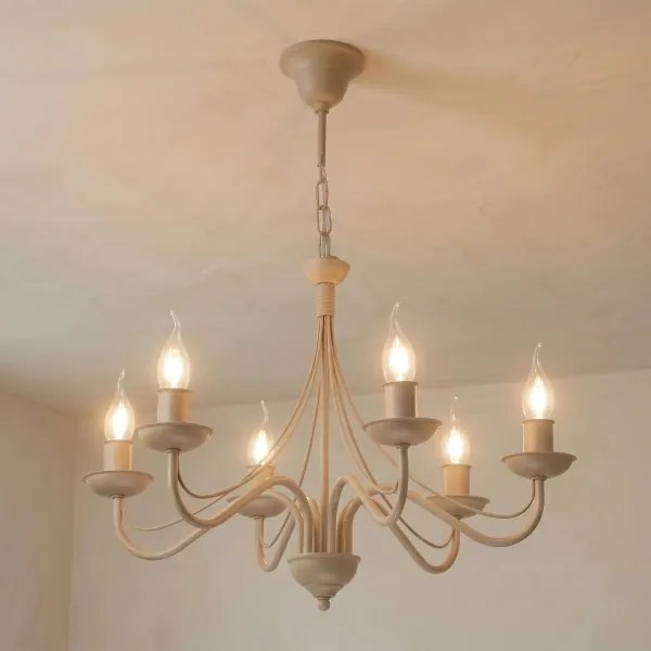 Lustră suspendată pe lanț ANTON 6xE14/60W/230V bej