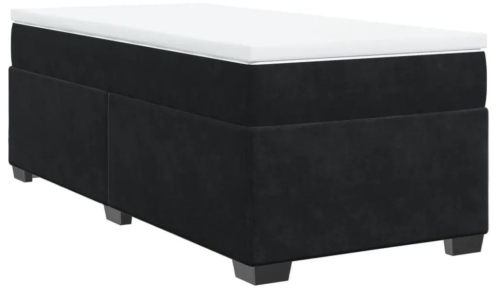 3285253 vidaXL Pat box spring cu saltea, negru, 90x190 cm, catifea