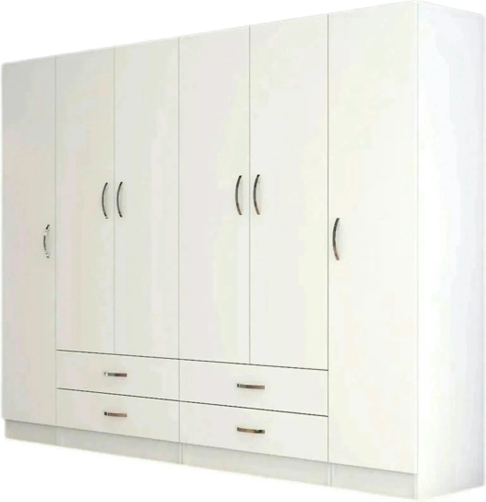 Dressing GRD0801, alb, PAL melaminat, cu 6 usi si 4 sertare, 240x46x18