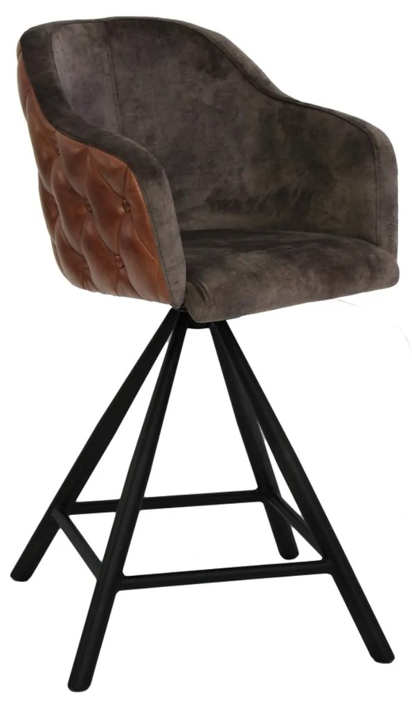 Scaun pentru bar tapitat cu piele si catifea ✔ model DAGO 75